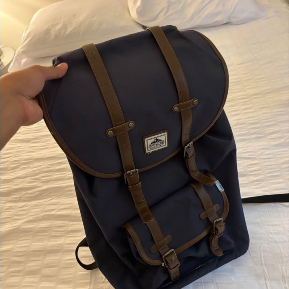 Steve Madden Dark Blue and Brown Backpack